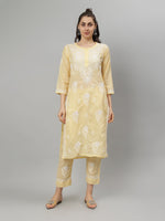 Load image into Gallery viewer, Seva Chikan Hand Embroidered Cotton Lucknowi Chikankari Kurta Set