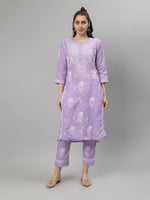 Load image into Gallery viewer, Seva Chikan Hand Embroidered Cotton Lucknowi Chikankari Kurta Set