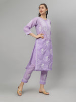 Load image into Gallery viewer, Seva Chikan Hand Embroidered Cotton Lucknowi Chikankari Kurta Set