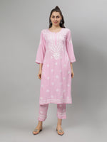 Load image into Gallery viewer, Seva Chikan Hand Embroidered Rayon Lucknowi Chikankari Kurta Set
