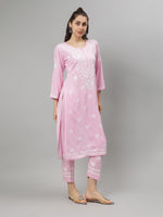 Load image into Gallery viewer, Seva Chikan Hand Embroidered Rayon Lucknowi Chikankari Kurta Set