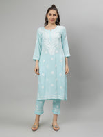 Load image into Gallery viewer, Seva Chikan Hand Embroidered Rayon Lucknowi Chikankari Kurta Set