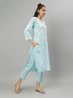 Load image into Gallery viewer, Seva Chikan Hand Embroidered Rayon Lucknowi Chikankari Kurta Set
