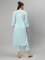 Load image into Gallery viewer, Seva Chikan Hand Embroidered Rayon Lucknowi Chikankari Kurta Set