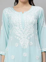 Load image into Gallery viewer, Seva Chikan Hand Embroidered Rayon Lucknowi Chikankari Kurta Set