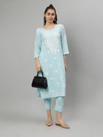 Load image into Gallery viewer, Seva Chikan Hand Embroidered Rayon Lucknowi Chikankari Kurta Set