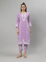 Load image into Gallery viewer, Seva Chikan Hand Embroidered Rayon Lucknowi Chikankari Kurta Set