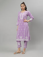 Load image into Gallery viewer, Seva Chikan Hand Embroidered Rayon Lucknowi Chikankari Kurta Set
