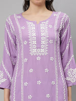 Load image into Gallery viewer, Seva Chikan Hand Embroidered Rayon Lucknowi Chikankari Kurta Set