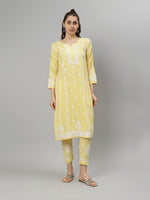 Load image into Gallery viewer, Seva Chikan Hand Embroidered Rayon Lucknowi Chikankari Kurta Set