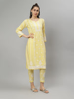 Load image into Gallery viewer, Seva Chikan Hand Embroidered Rayon Lucknowi Chikankari Kurta Set