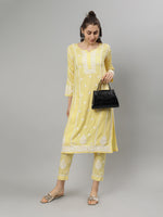 Load image into Gallery viewer, Seva Chikan Hand Embroidered Rayon Lucknowi Chikankari Kurta Set