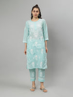 Load image into Gallery viewer, Seva Chikan Hand Embroidered Cotton Lucknowi Chikankari Kurta Set