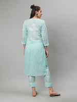 Load image into Gallery viewer, Seva Chikan Hand Embroidered Cotton Lucknowi Chikankari Kurta Set