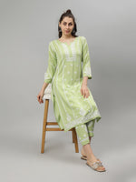 Load image into Gallery viewer, Seva Chikan Hand Embroidered Rayon Lucknowi Chikankari Kurta Set