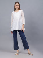 Load image into Gallery viewer, Seva Chikan Hand Embroidered Chanderi Lucknowi Chikan Top With Slip