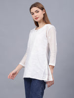 Load image into Gallery viewer, Seva Chikan Hand Embroidered Chanderi Lucknowi Chikan Top With Slip