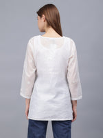 Load image into Gallery viewer, Seva Chikan Hand Embroidered Chanderi Lucknowi Chikan Top With Slip
