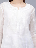 Load image into Gallery viewer, Seva Chikan Hand Embroidered Chanderi Lucknowi Chikan Top With Slip