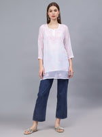 Load image into Gallery viewer, Seva Chikan Hand Embroidered Georgette Lucknowi Chikan Top With Slip
