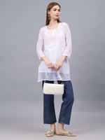 Load image into Gallery viewer, Seva Chikan Hand Embroidered Georgette Lucknowi Chikan Top With Slip