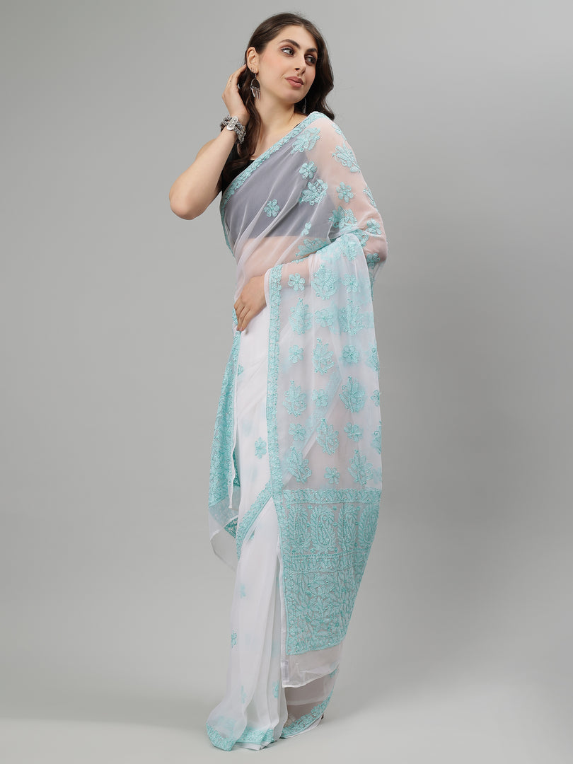 Seva Chikan Hand Embroidered Georgette Lucknowi Chikankari Saree