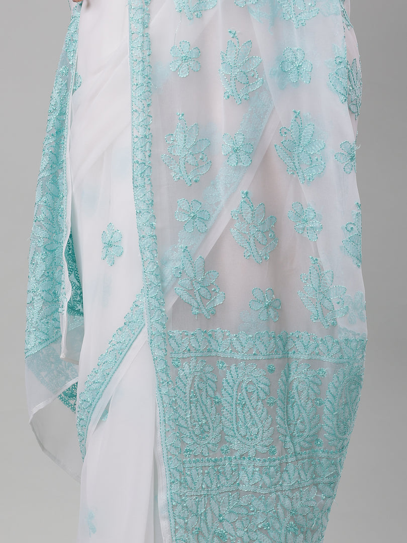 Seva Chikan Hand Embroidered Georgette Lucknowi Chikankari Saree