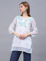 Load image into Gallery viewer, Seva Chikan Hand Embroidered Georgette Lucknowi Chikan Top With Slip