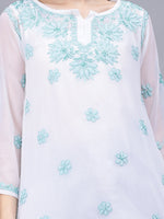 Load image into Gallery viewer, Seva Chikan Hand Embroidered Georgette Lucknowi Chikan Top With Slip