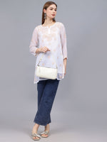 Load image into Gallery viewer, Seva Chikan Hand Embroidered Georgette Lucknowi Chikan Top With Slip