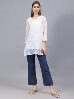 Load image into Gallery viewer, Seva Chikan Hand Embroidered Georgette Lucknowi Chikan Top With Slip