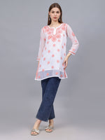Load image into Gallery viewer, Seva Chikan Hand Embroidered Georgette Lucknowi Chikan Top With Slip
