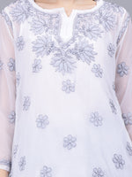 Load image into Gallery viewer, Seva Chikan Hand Embroidered Georgette Lucknowi Chikan Top With Slip