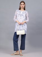 Load image into Gallery viewer, Seva Chikan Hand Embroidered Georgette Lucknowi Chikan Top With Slip