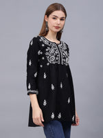 Load image into Gallery viewer, Seva Chikan Hand Embroidered Cotton Lucknowi Chikan Top