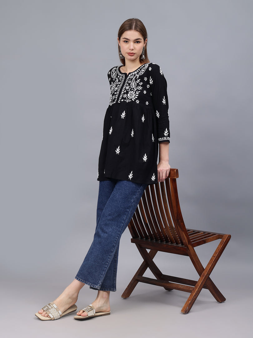Seva Chikan Hand Embroidered Cotton Lucknowi Chikan Top