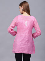 Load image into Gallery viewer, Seva Chikan Hand Embroidered Chanderi Lucknowi Chikan Top With Slip