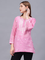Load image into Gallery viewer, Seva Chikan Hand Embroidered Chanderi Lucknowi Chikan Top With Slip