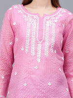 Load image into Gallery viewer, Seva Chikan Hand Embroidered Chanderi Lucknowi Chikan Top With Slip