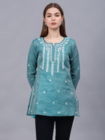Load image into Gallery viewer, Seva Chikan Hand Embroidered Chanderi Lucknowi Chikan Top With Slip