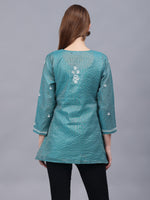 Load image into Gallery viewer, Seva Chikan Hand Embroidered Chanderi Lucknowi Chikan Top With Slip