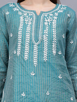 Load image into Gallery viewer, Seva Chikan Hand Embroidered Chanderi Lucknowi Chikan Top With Slip