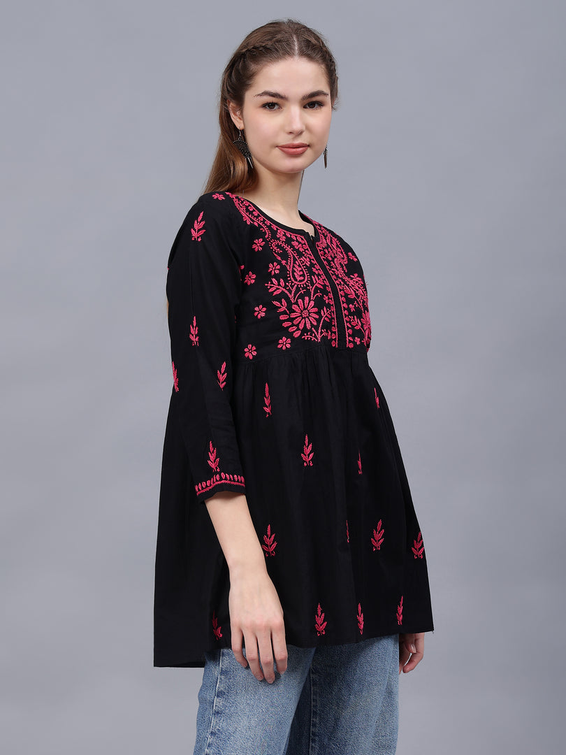Seva Chikan Hand Embroidered Cotton Lucknowi Chikan Top