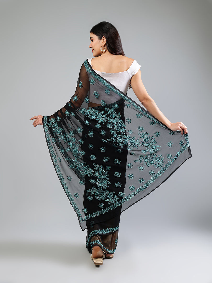 Seva Chikan Hand Embroidered Georgette Lucknowi Chikankari Saree