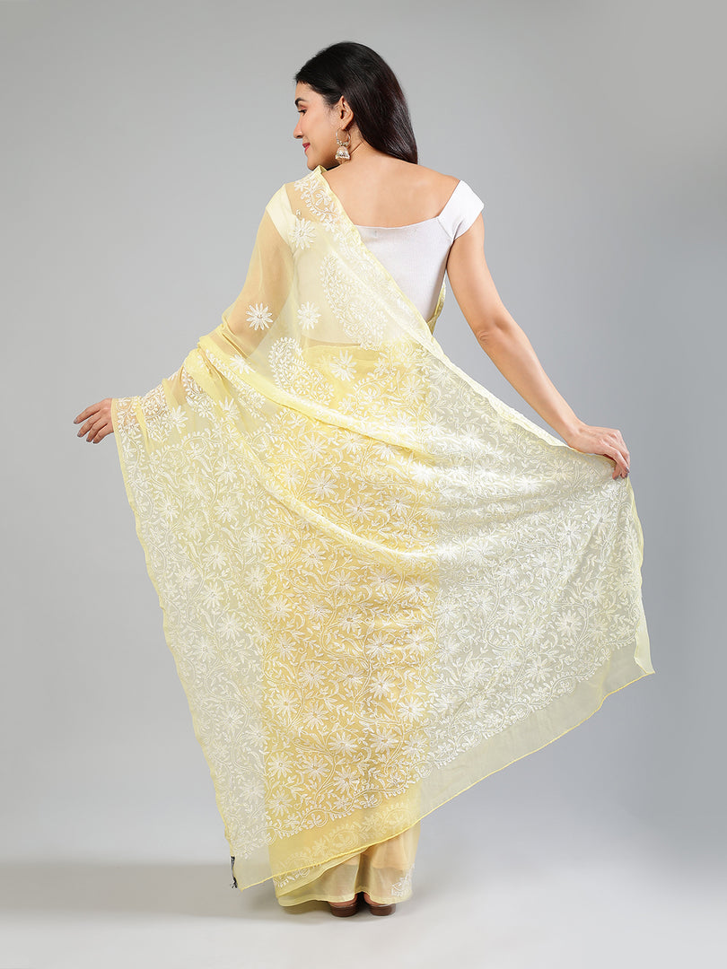 Seva Chikan Hand Embroidered Georgette Lucknowi Chikankari Saree