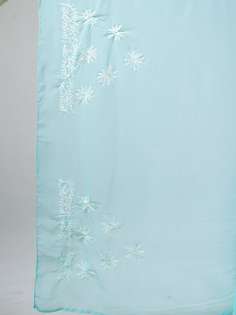Seva Chikan Hand Embroidered Georgette Lucknowi Chikankari Saree