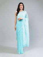 Load image into Gallery viewer, Seva Chikan Hand Embroidered Georgette Lucknowi Chikankari Saree