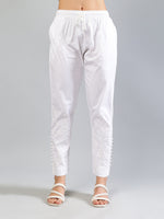 Load image into Gallery viewer, Seva Chikan Hand Embroidered White Cotton Lucknawi Chikankari Pant-SCL11039