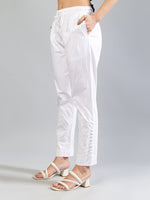 Load image into Gallery viewer, Seva Chikan Hand Embroidered White Cotton Lucknawi Chikankari Pant-SCL11039