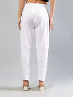Load image into Gallery viewer, Seva Chikan Hand Embroidered White Cotton Lucknawi Chikankari Pant-SCL11039